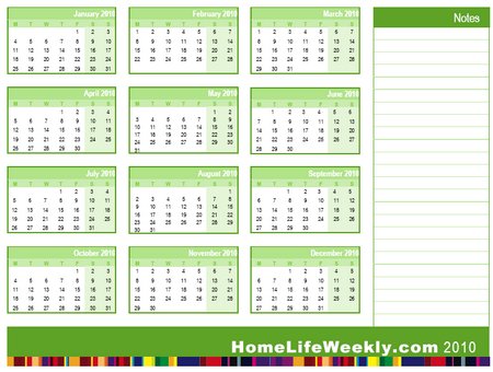 Free Calendars Print on Free Printable Calendar 2010    Home Life Weekly