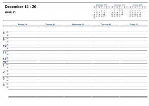 weekly calendar 2016