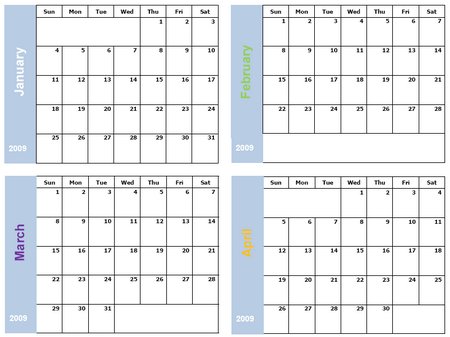 Free Monthly Calendar in fours 2011 monthly calendar printable free. Free Monthly Calendar in fours