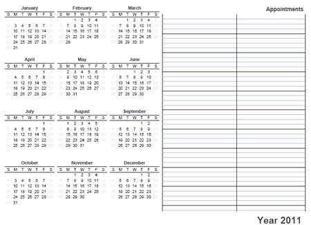 2011 Print Calendar on Download 2011 Free Printable Yearly Calendar