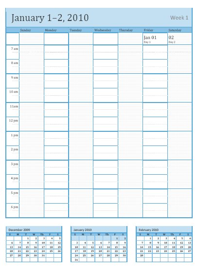 weekly schedule printable. Week Calendar 2010 Printable