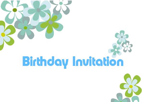 Funky Flowers Green Printable Birthday Invitations