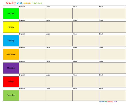 Weekly Diet Menu Planner