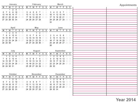 Whole Sheet Printable Calendar 2014