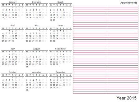 whole sheet printable calendar 2015