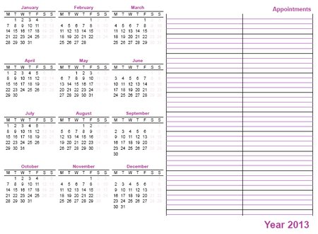 whole sheet printable calendar 2013