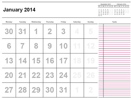 2014 Month Calendar Printable
