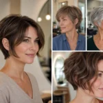 Four women wearing soft, tousled, wavy and silver bixie haircuts