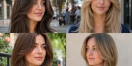 Four women wearing long, medium, curly and silver butterfly haircuts