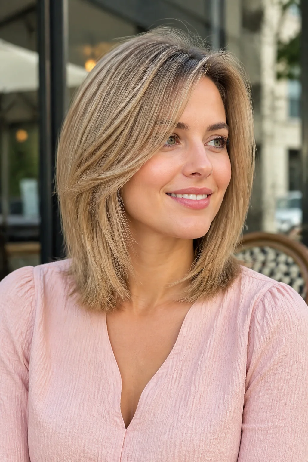 Airy shoulder-length layers for fine hair