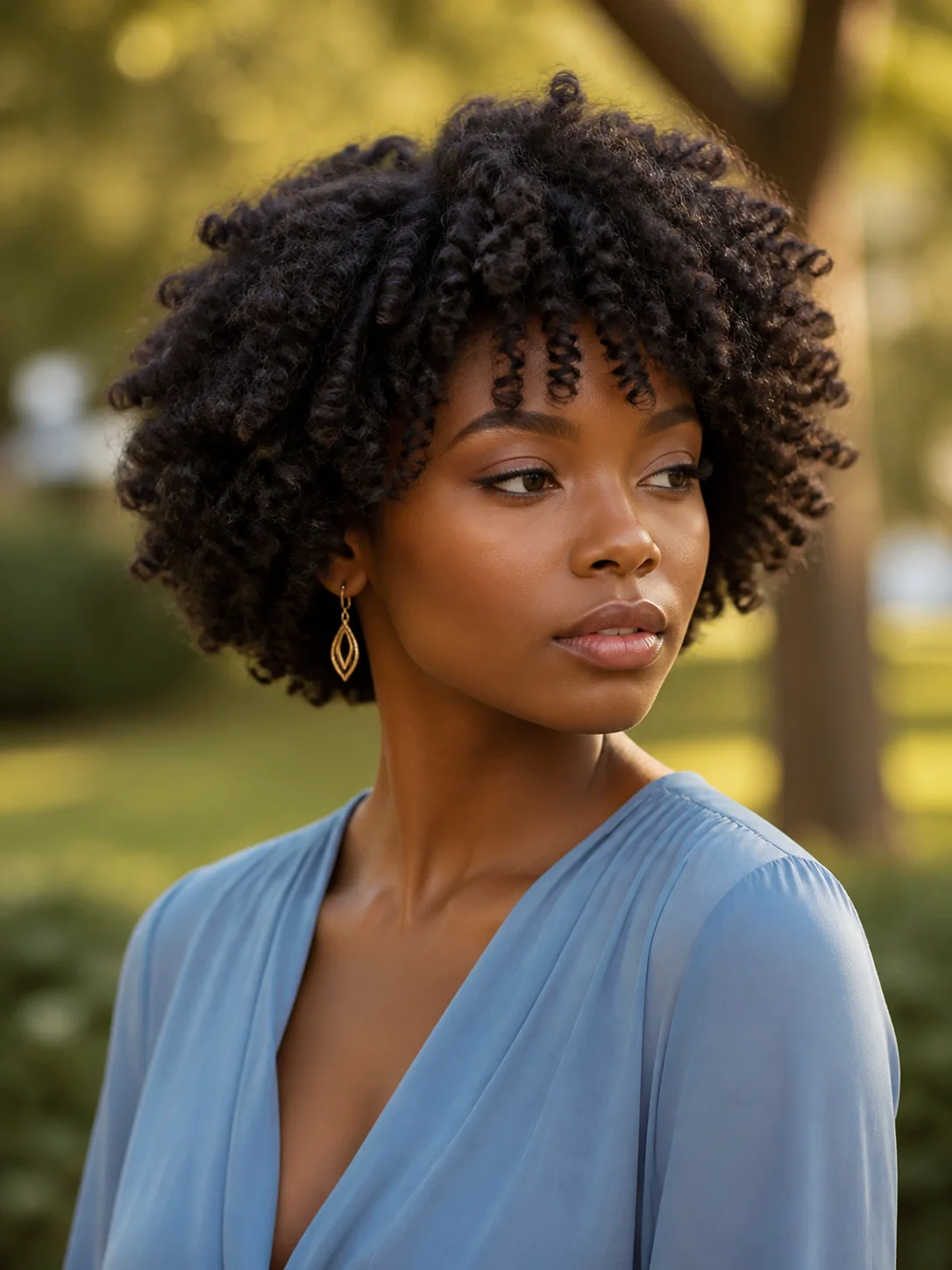 Soft Bantu-knot-out on short natural hair