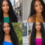 Collage of four Black women wearing soft romantic boho braid hairstyles