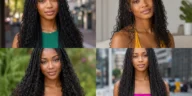 Collage of four Black women wearing soft romantic boho braid hairstyles