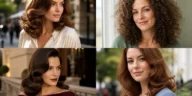 Collage of four brushed-out curl hairstyles