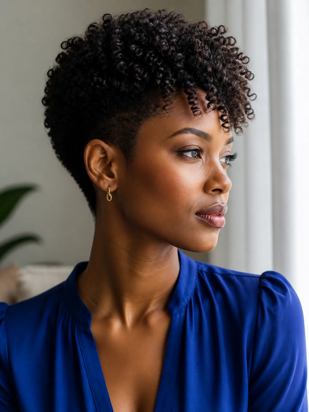 Curly pixie on short natural hair