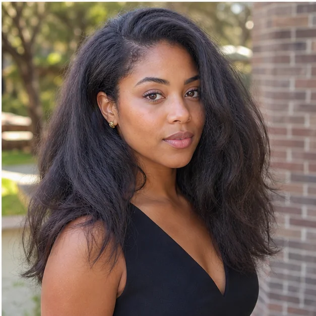 Black woman with a soft lived-in day-three fluffy press