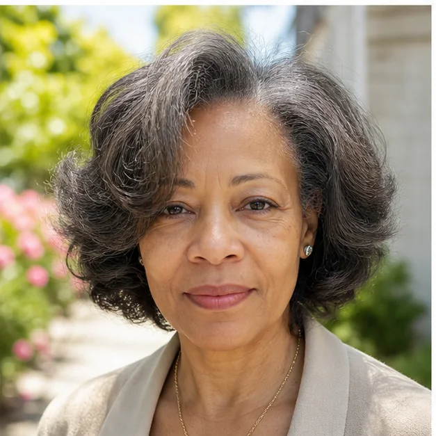 Black woman with fine natural hair styled in a root-lift fluffy press