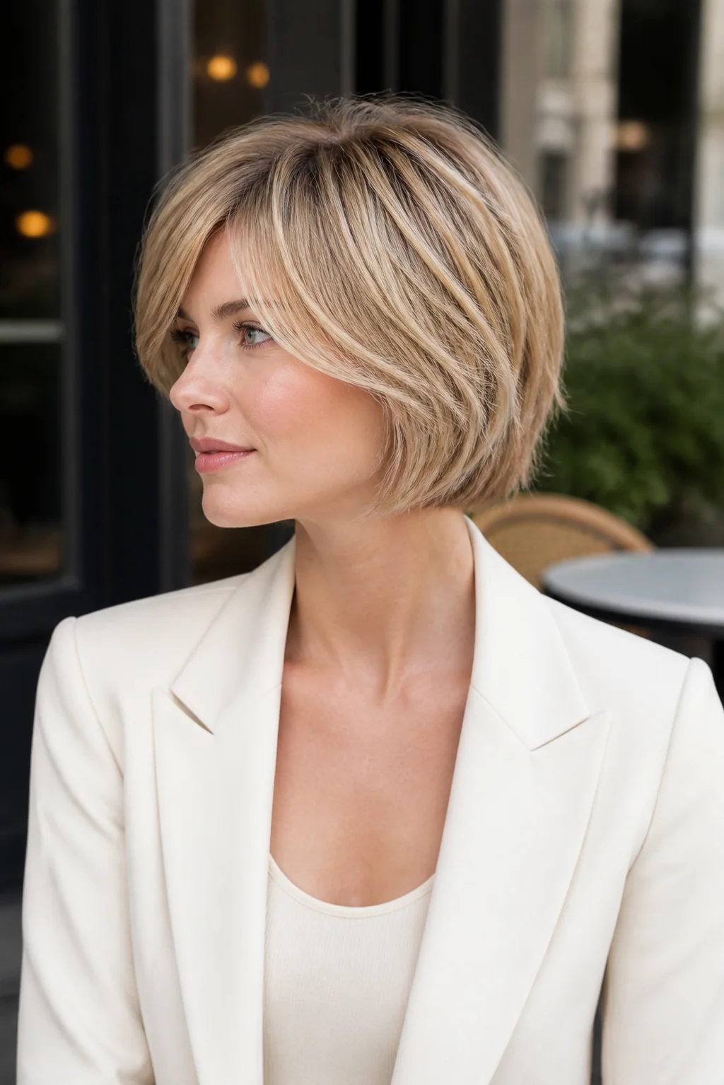 Fine hair short layered bob
