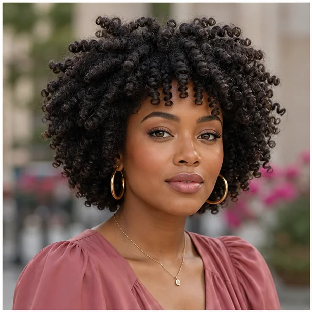 Black woman with fluffy root-lifted finger coils