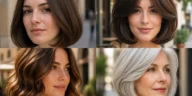 Four women wearing classic, curtain-bang, wavy and silver Italian bob haircuts