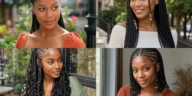 Collage of four Fulani braid styles on Black women