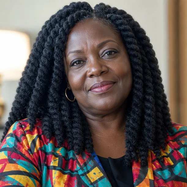 Black woman with chunky jumbo Marley twists
