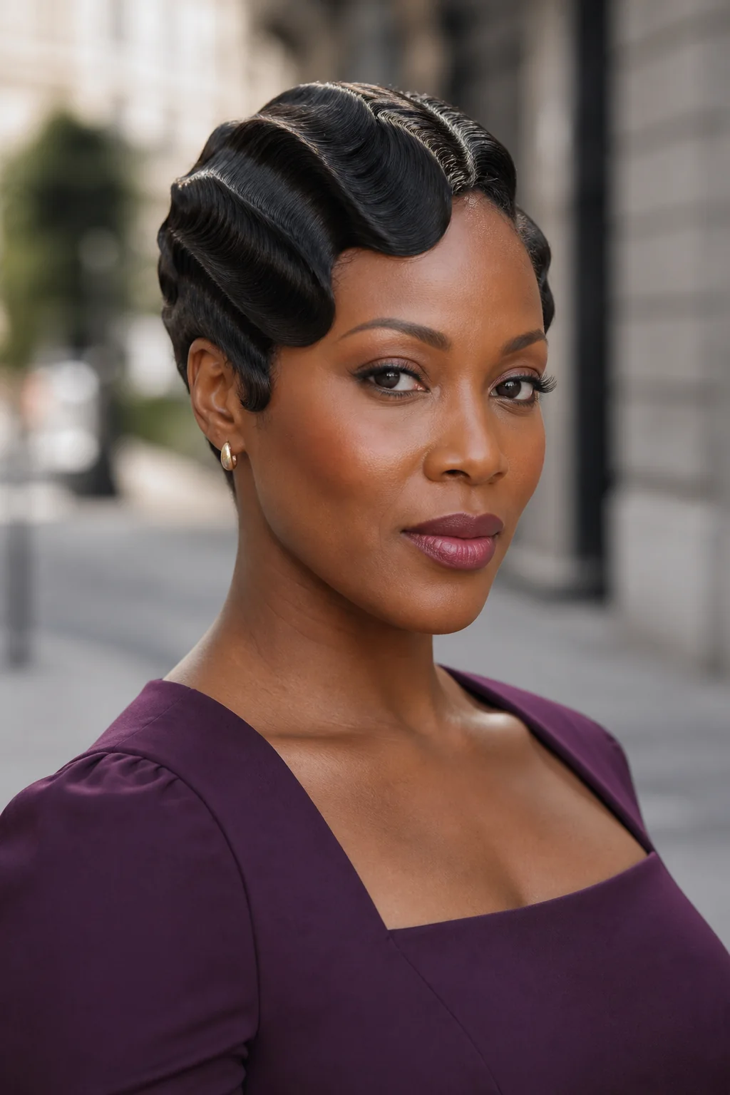 Black woman with large Hollywood-inspired finger waves