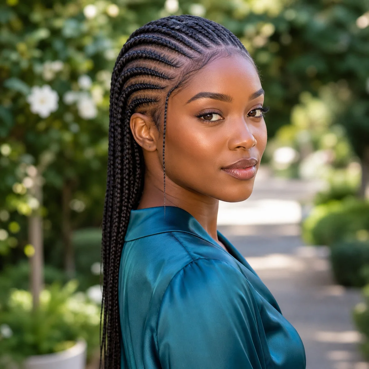 Lemonade-inspired side-swept Fulani braids