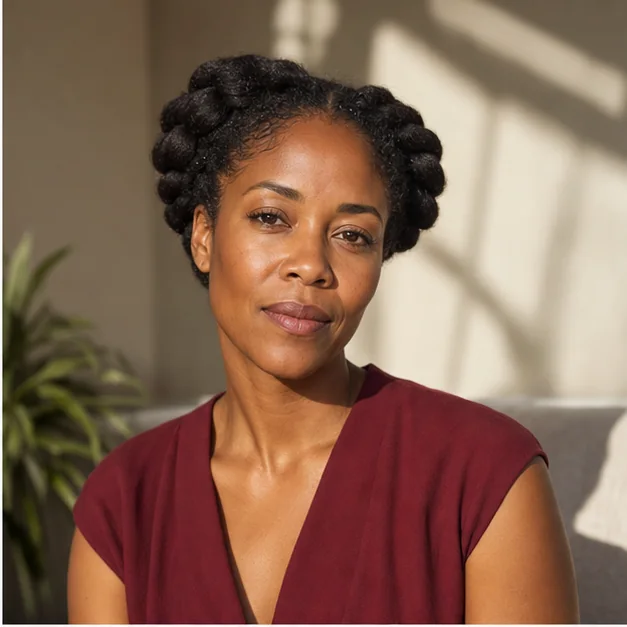 Black woman with a loose flat-twist crown