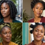 Collage of four Black women wearing distinct low-tension protective hairstyles on natural hair