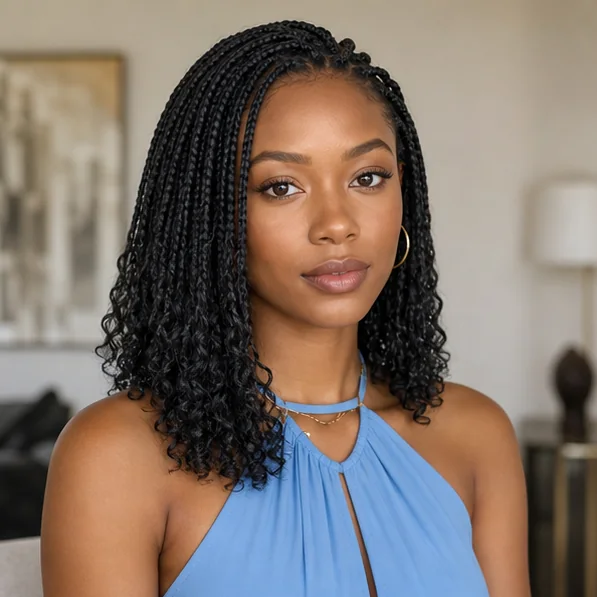 Black woman with natural black boho braids
