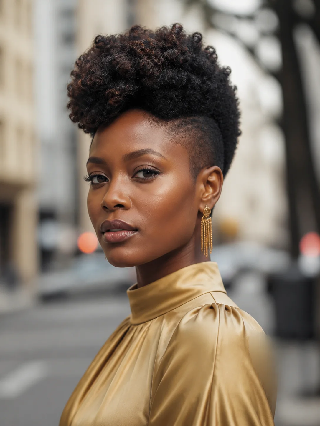 Short natural frohawk with tapered sides