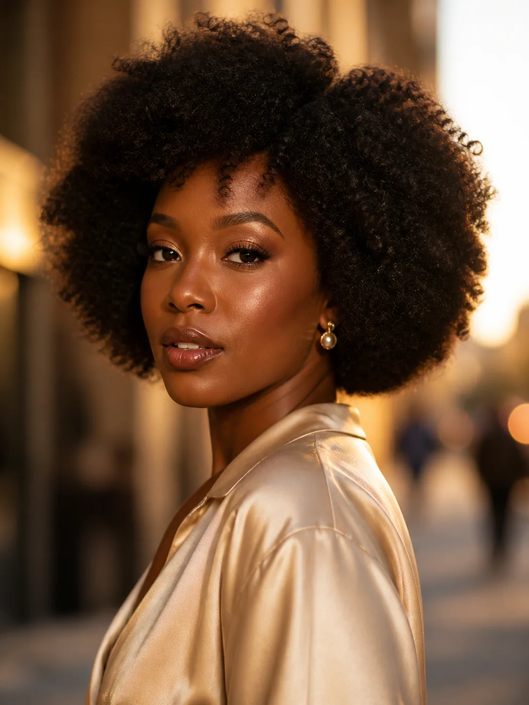 Soft rounded short natural afro