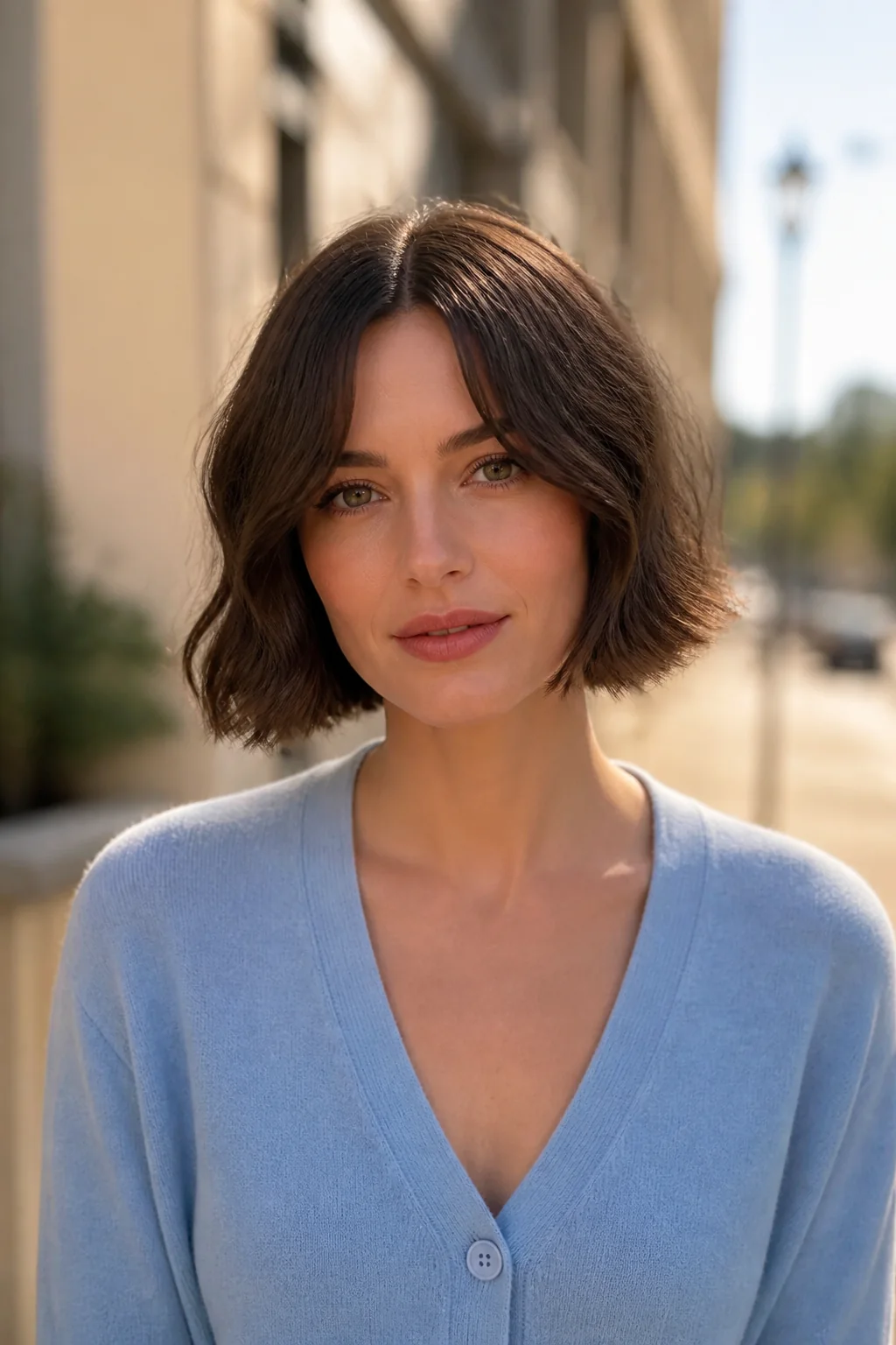 Rounded short bob for thick hair