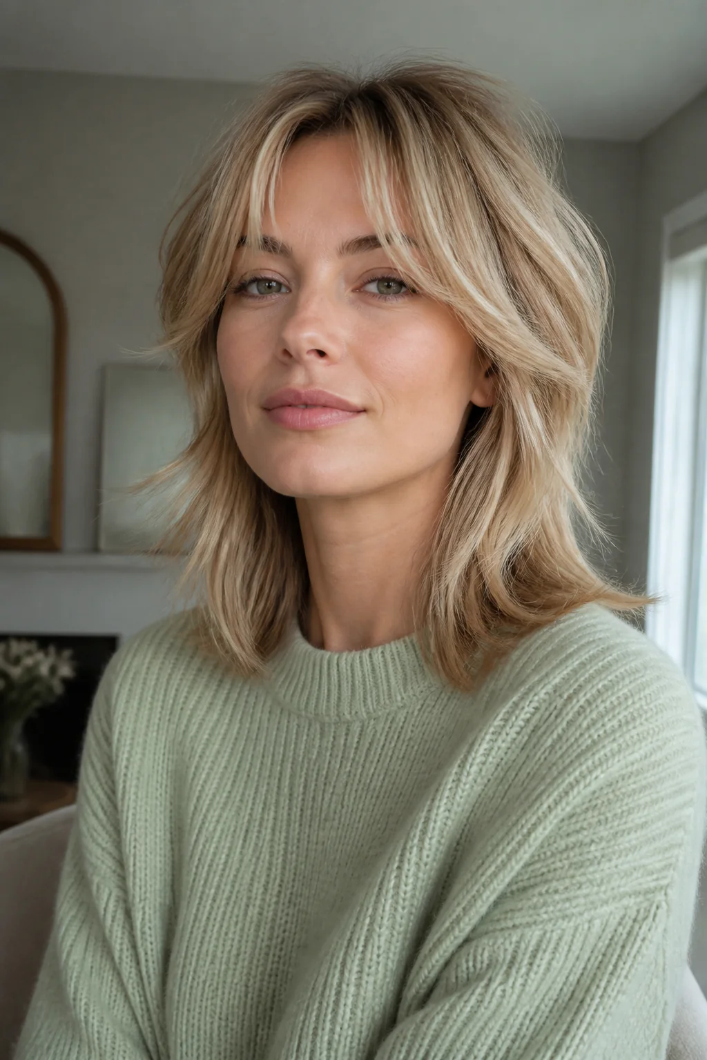 Soft shaggy shoulder-length layers