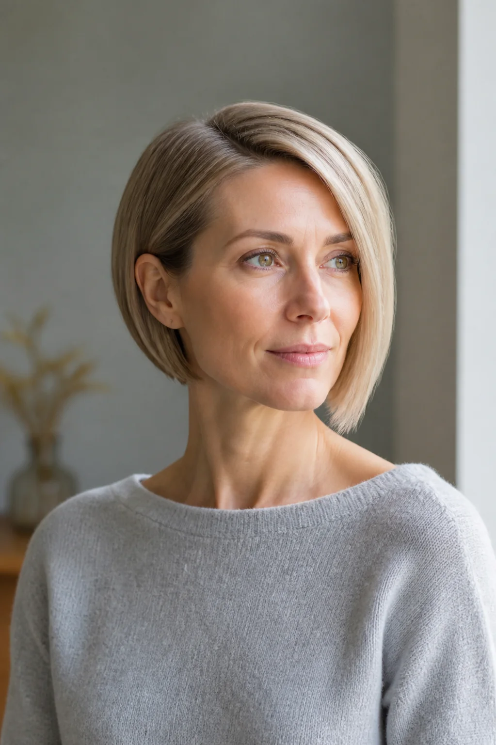 Short asymmetrical bob
