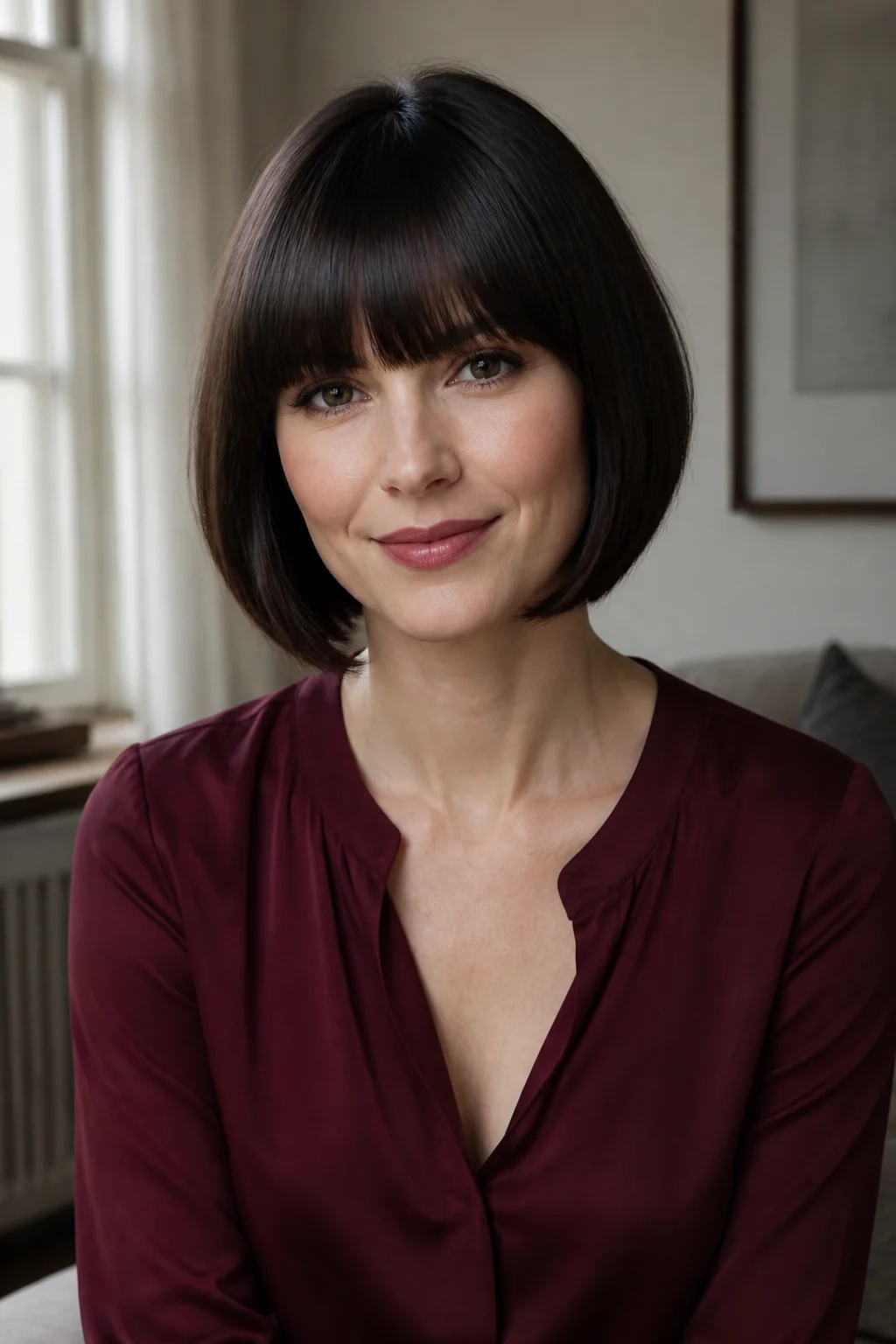 Short bob with full bangs