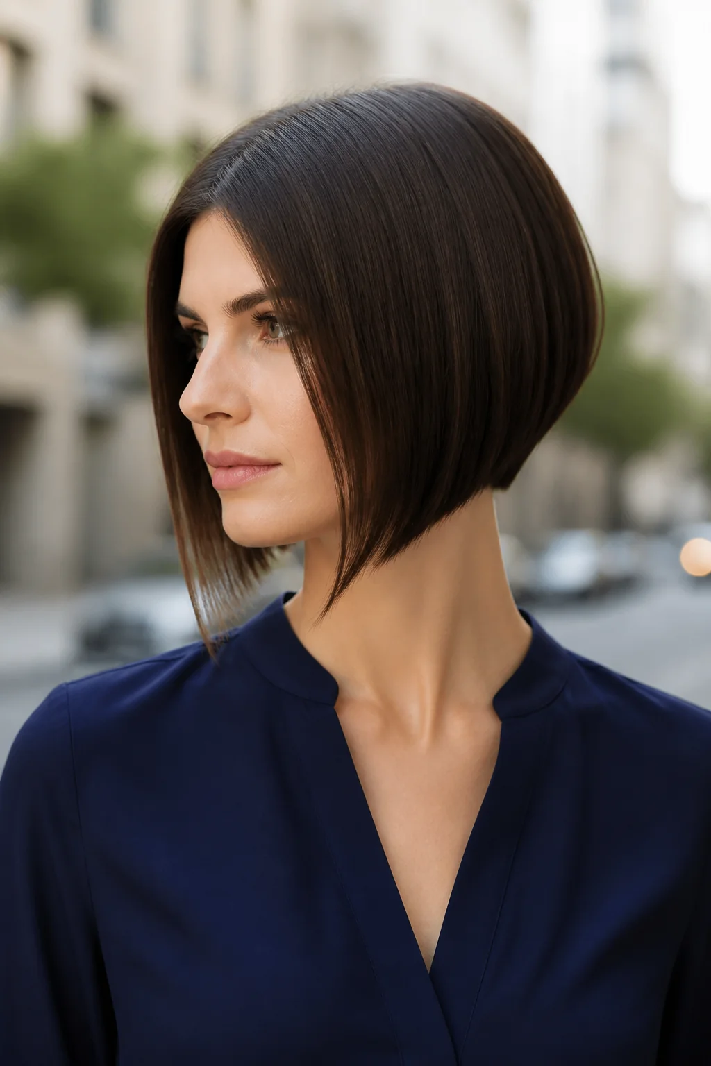 Short inverted bob haircut