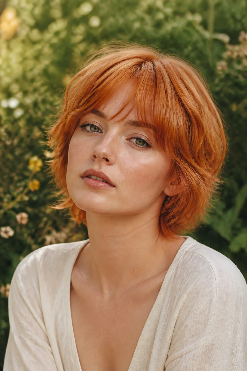 short shag copper bangs