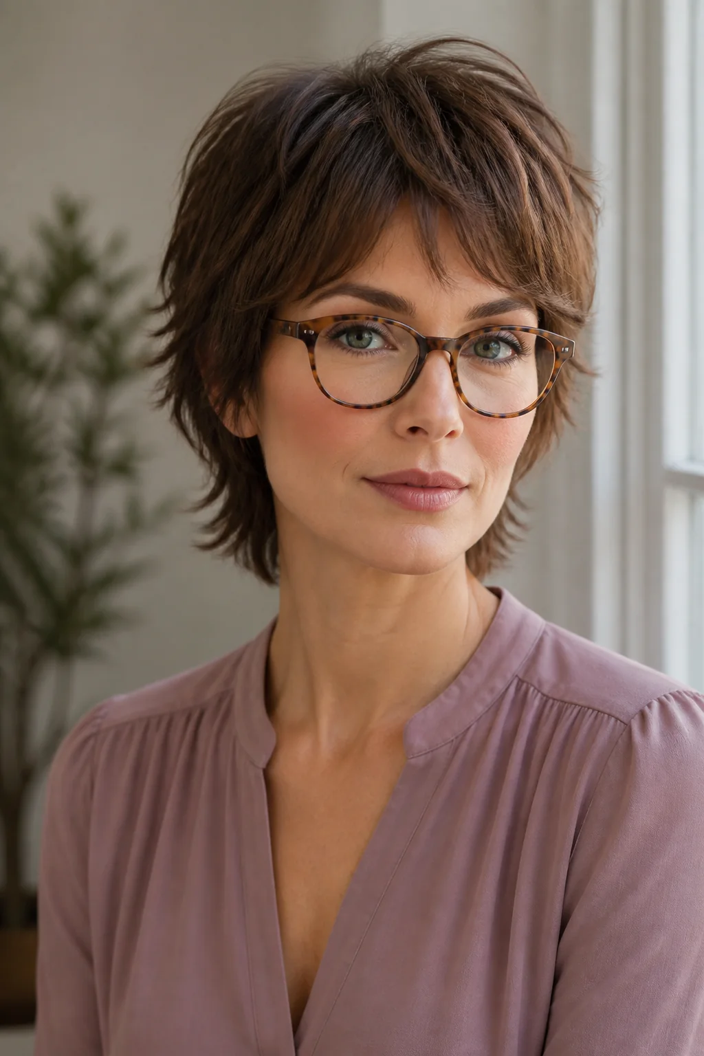short shag glasses feathered fringe