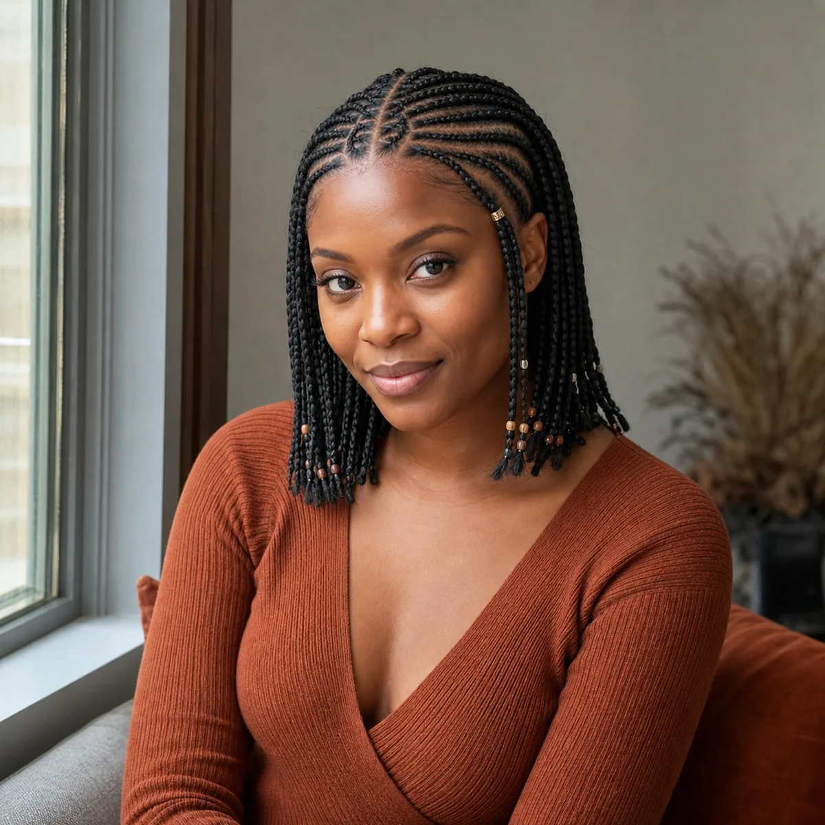 Short shoulder-length Fulani braids