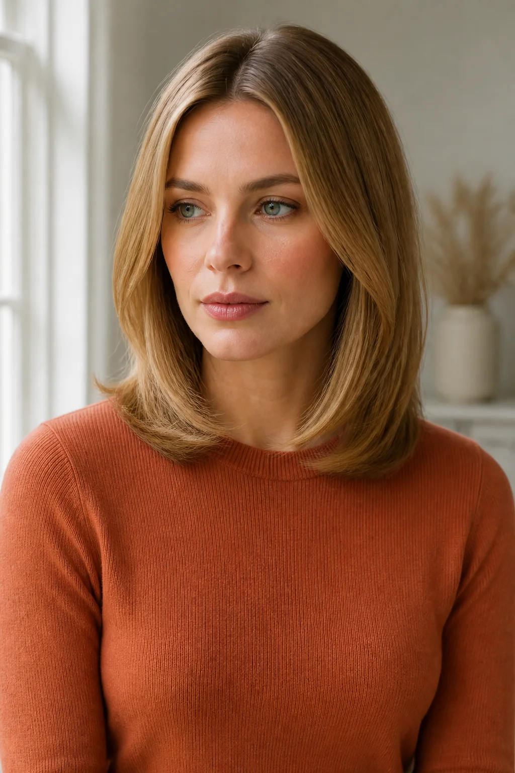 Polished shoulder-length layered lob