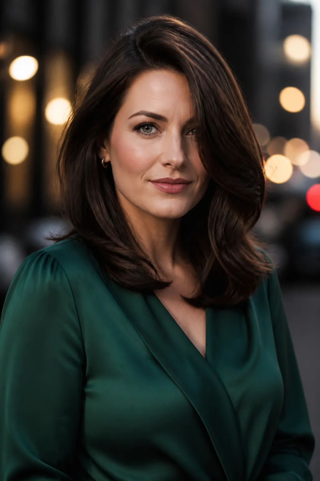 Deep side-sweep shoulder-length layers