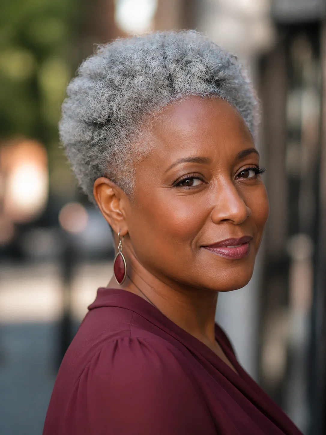 Silver tapered short natural hairstyle