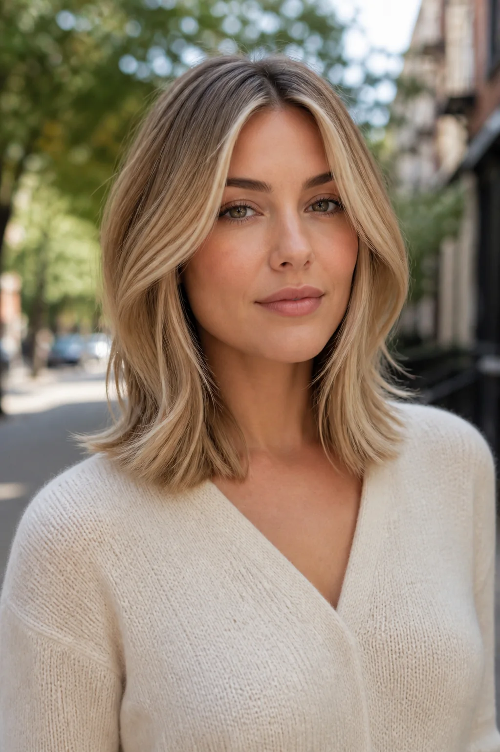 Soft face-framing shoulder-length layers