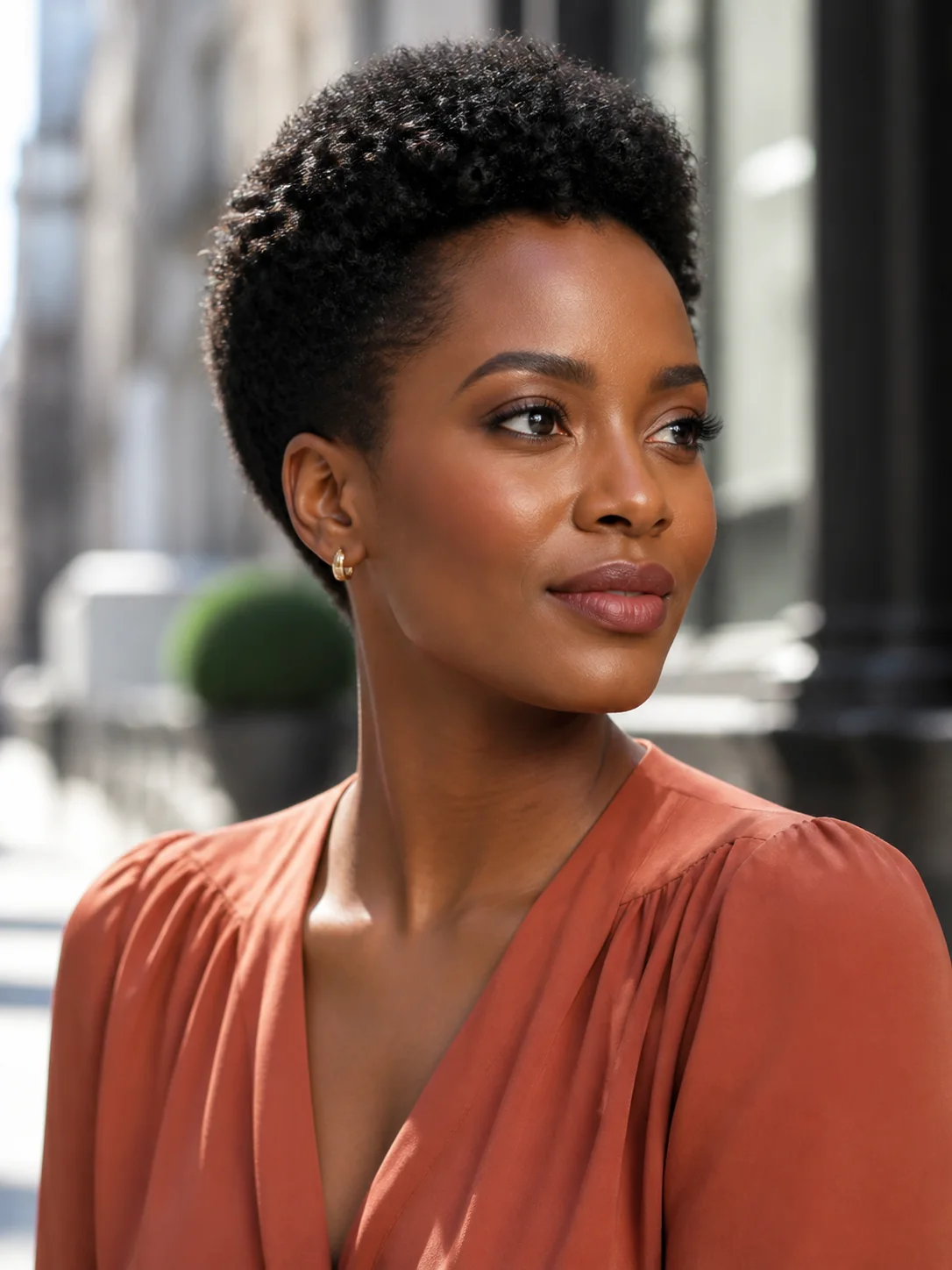 Tapered TWA short natural hairstyle