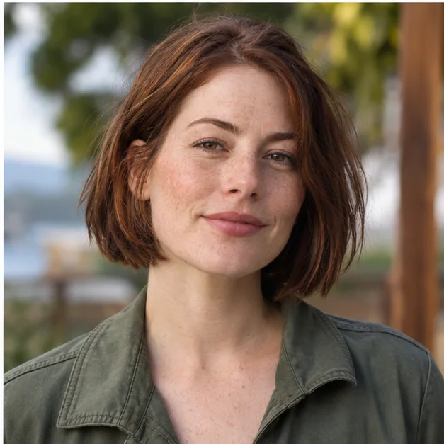 Woman with a low-maintenance air-dried bob for thin hair