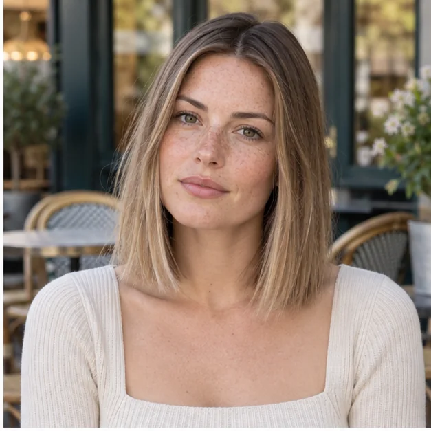 Blunt collarbone-length lob that keeps fine hair looking full