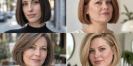 Four women with blunt, stacked, wavy and side-parted bobs that make thin hair look thicker