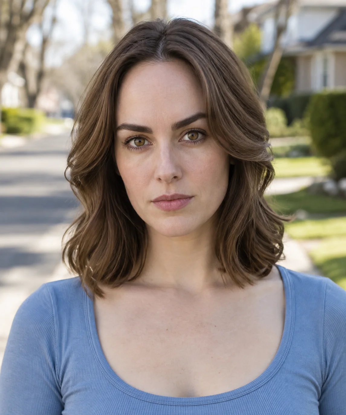 Collarbone haircut with long jaw-length curtain pieces